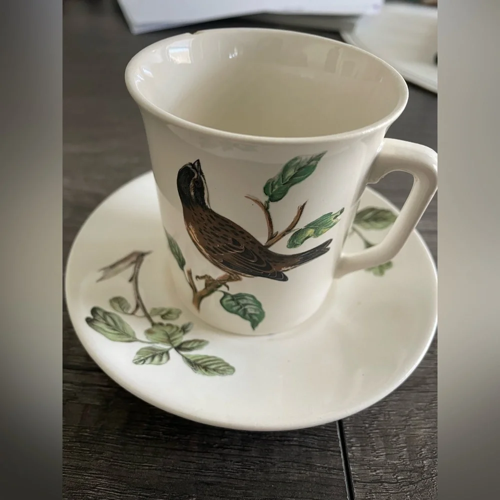 Villeroy & Boch Set of 10 Bird Design Teacups and Saucers